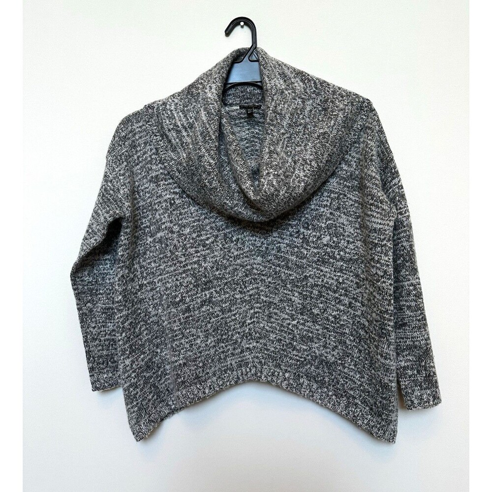 VTG Express Wool Mohair Blend Gray Cowl Neck Asymmetrical Pullover Sweater XS/S